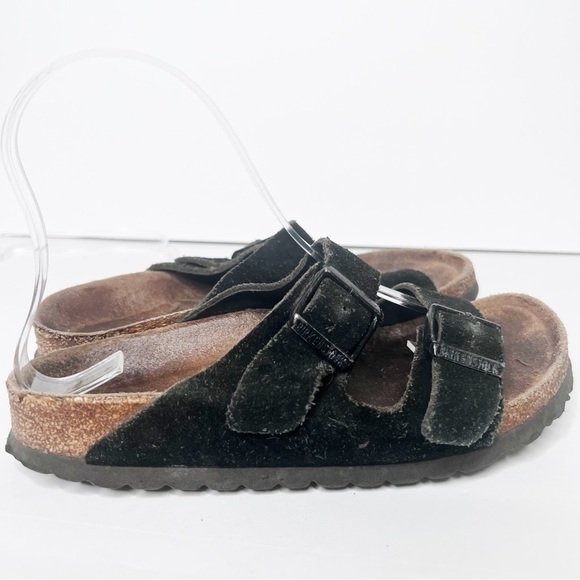 Birkenstock Arizona Black Suede Sandals Size 38 7 Women’s - Picture 2 of 5